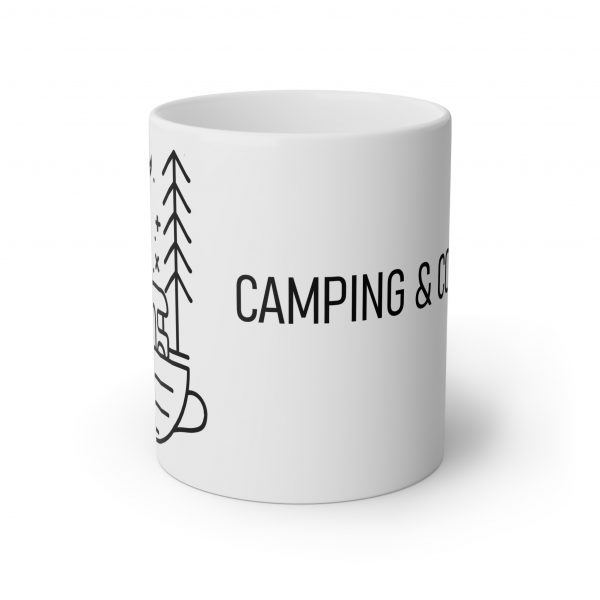 Camping & Coffee White Mug, 11oz